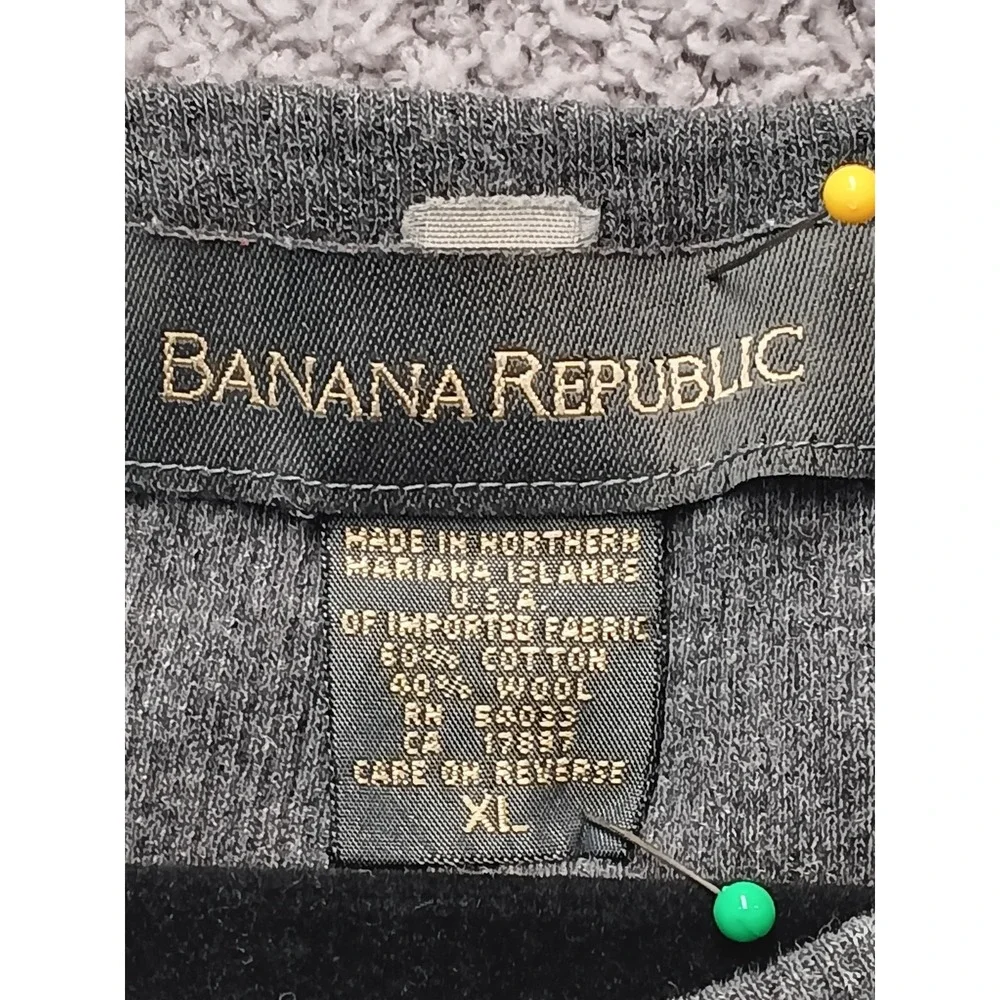Banana Republic Men's Oversized Wool Cotton Layer Top Gray Long Sleeve‎ Size XL